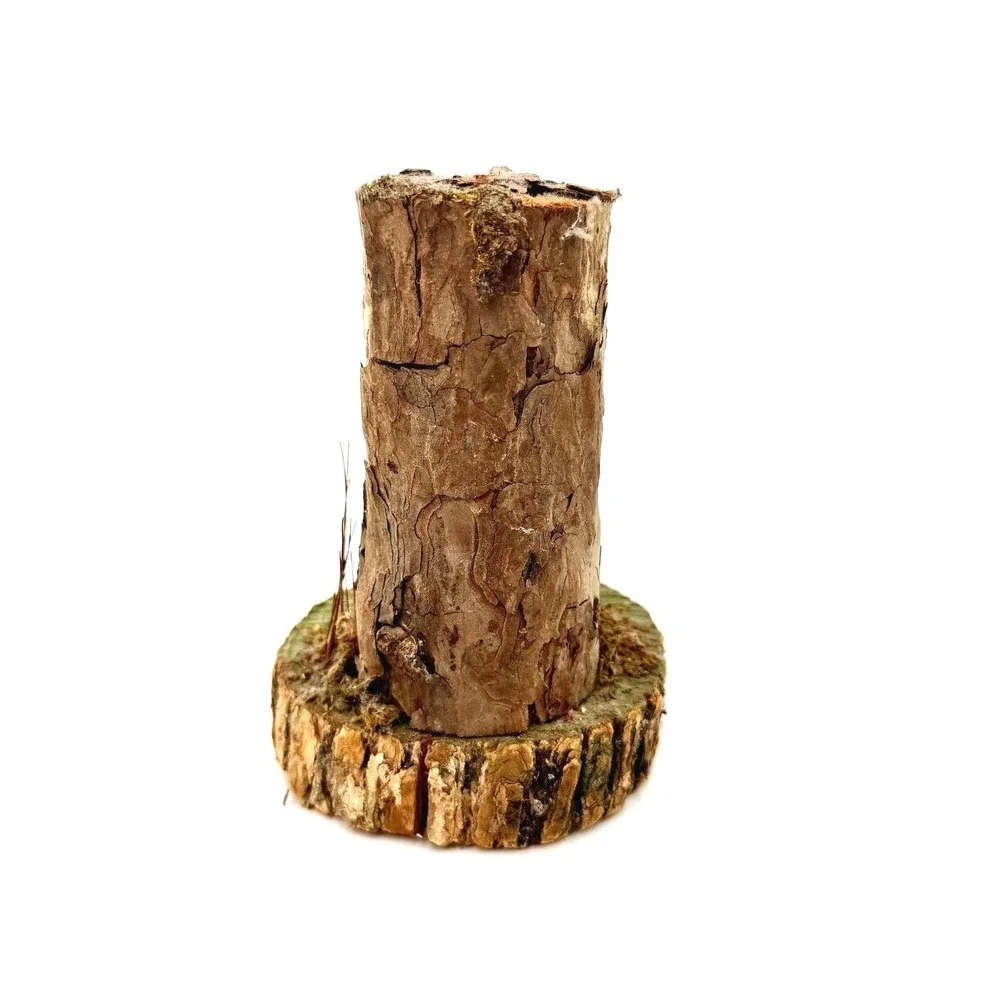 Handmade Natural Wood Tree Trunk Figurine with‎ Miniature Caterpillar Whimsical